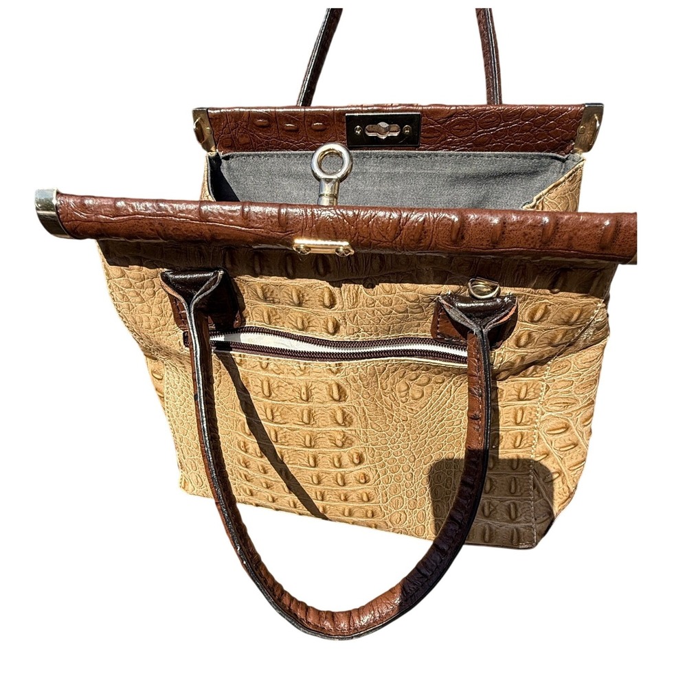 Borse in Pelle Italian Genuine Leather Croc-Embossed Bag Functional Lock‎ & Key - Picture 8 of 16
